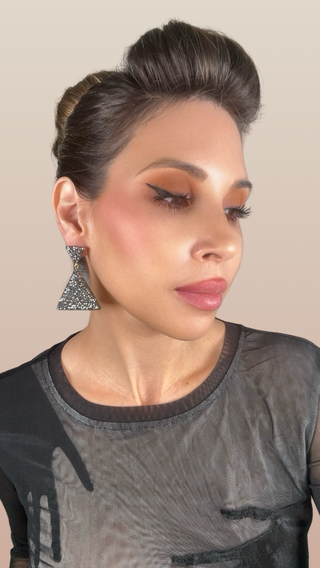 Pyramid Crystal 925 Sterling Silver Dangle Earring - Born To Glam