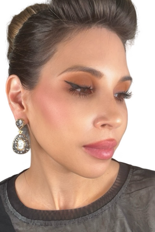 Cultured Pearl Gold & Silver Crystal Drop Earring - Born To Glam