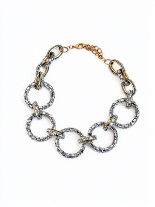 Silver and Gold Statement Link Necklace