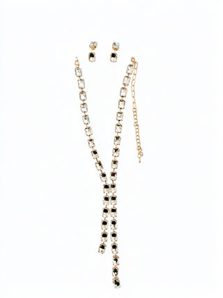 Gold Crystal Statement Necklace and Earring Set