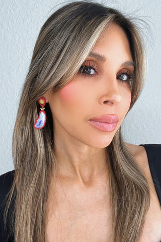 Purple & Red Agate Sterling Silver Earring - Born To Glam