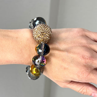 Crystal Sphere Disco Ball Stretch Bracelet - Born To Glam