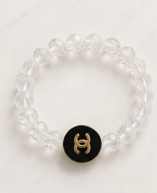 Clear Crystal Beaded Logo Bracelet