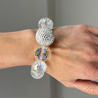 Crystal Sphere Disco Ball Stretch Bracelet - Born To Glam