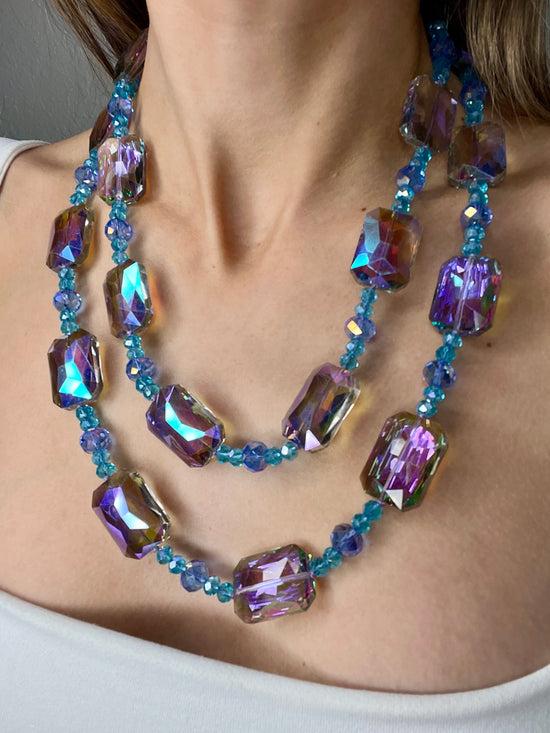 Purple Turquoise Crystal Rectangle Set - Born To Glam