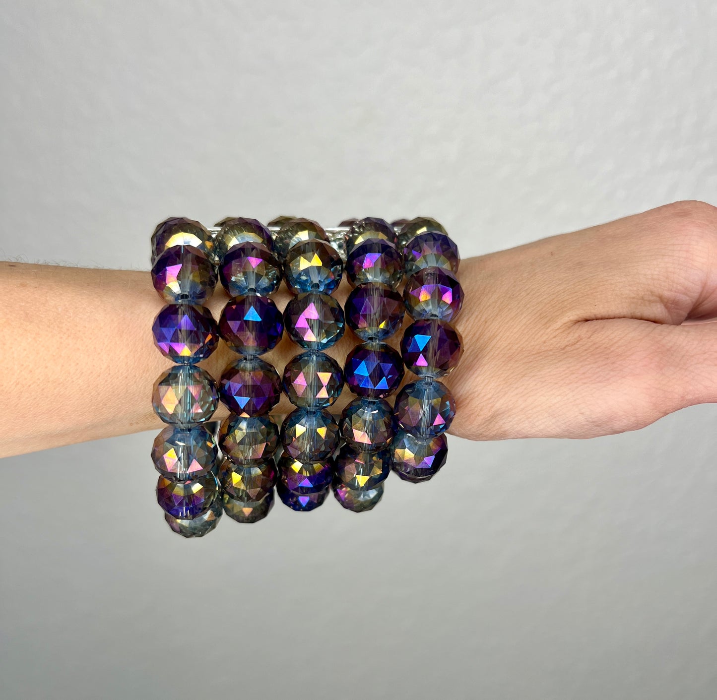 Purple Crystal Multi Strand Statement Bracelet