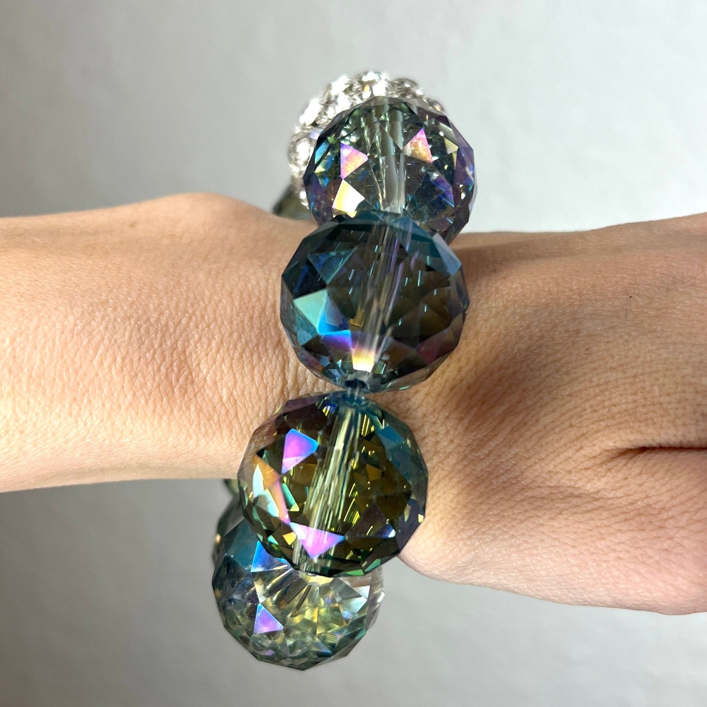 Crystal Sphere Disco Ball Stretch Bracelet - Born To Glam Born To Glam