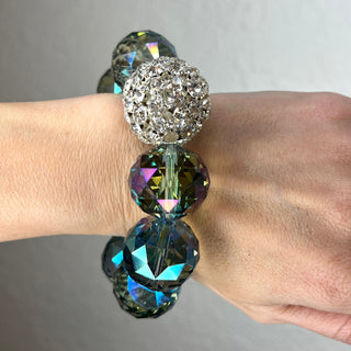 Crystal Sphere Disco Ball Stretch Bracelet - Born To Glam