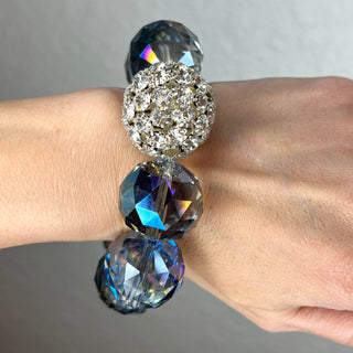 Crystal Sphere Disco Ball Stretch Bracelet - Born To Glam