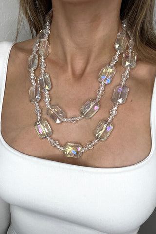 Rectangle Crystal Long Necklace - Born To Glam