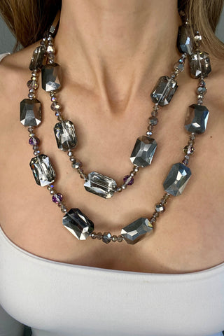 Rectangle Crystal Long Necklace - Born To Glam