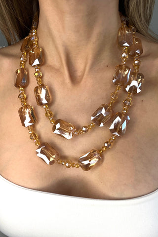 Rectangle Crystal Long Necklace - Born To Glam