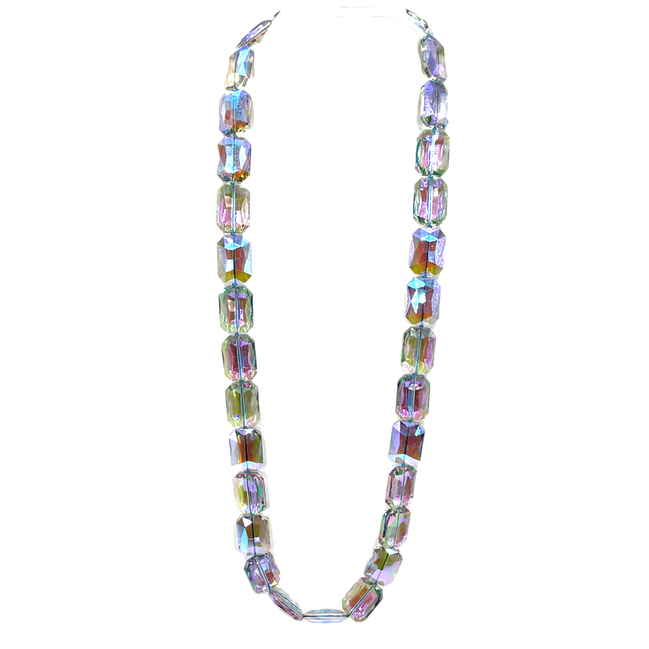 Purple Turquoise Crystal Rectangle Statement Necklace