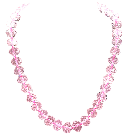 Light Pink Crystal Rondelle Short Necklace