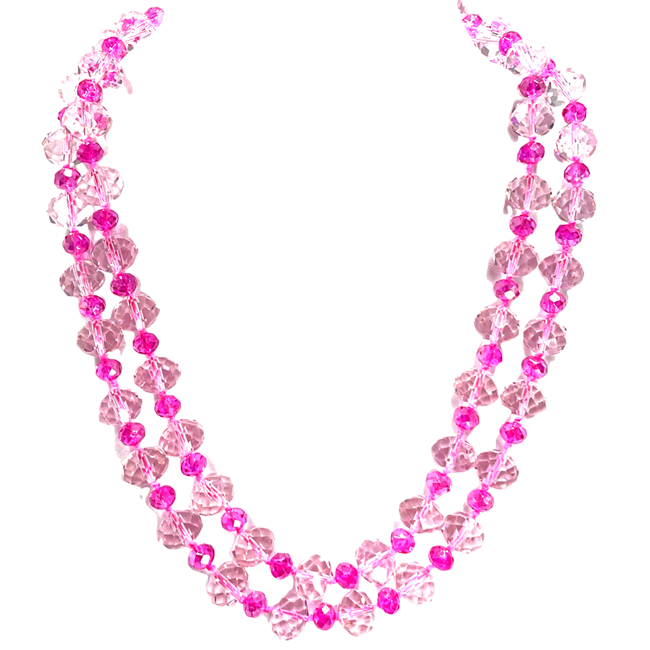 Light Pink Crystal Rondelle Long Necklace