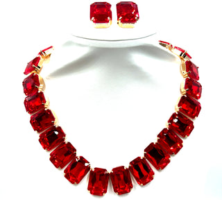Crystal Rectangle Collar Necklace Set - Born To Glam