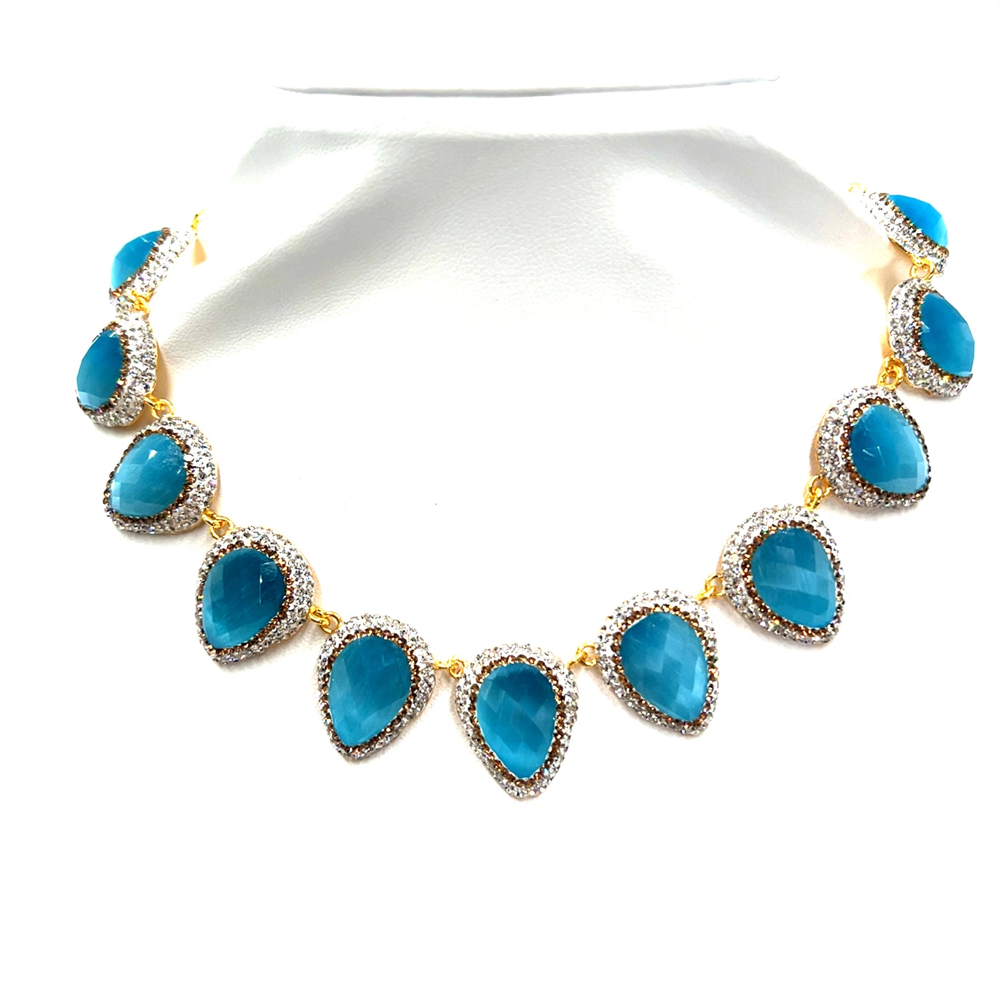 Cat's Eye Gemstone Statement Collar Necklace - Born To Glam Born To Glam