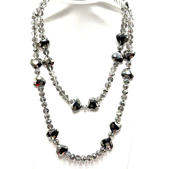 Crystal Hearts Long Necklace - Born To Glam Born To Glam