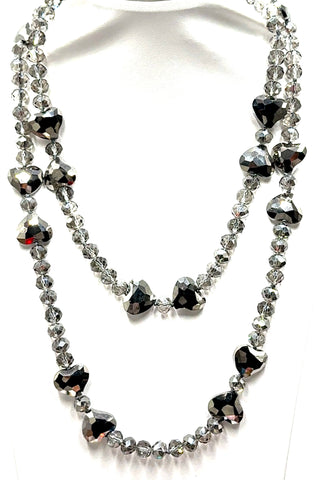 Crystal Hearts Long Necklace - Born To Glam