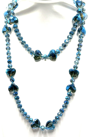Crystal Hearts Long Necklace - Born To Glam