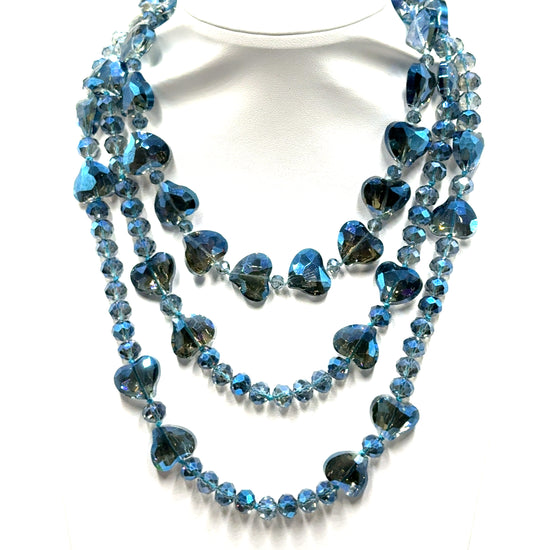 Crystal Hearts Long Necklace - Born To Glam Born To Glam