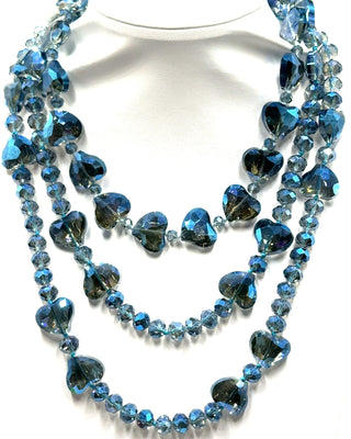 Crystal Hearts Long Necklace - Born To Glam