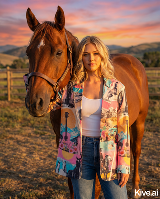 Retro Pop Western Collage Blazer