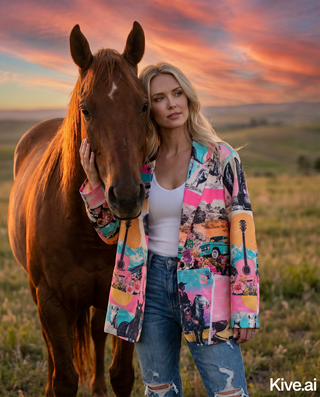 Retro Pop Western Collage Blazer view 2