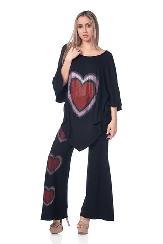 Style the Black Rhinestone Heart Tunic exclusively at Born To Glam