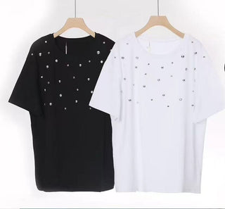 Black Embellished Graphic Tee