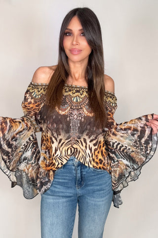 Leopard Print Off the shoulder top - Born To Glam