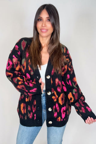 Black Leopard Print Oversized Sweater - Born To Glam