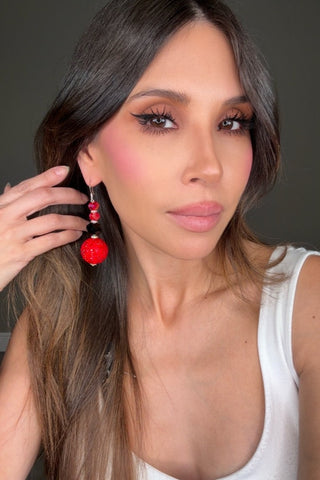 Red & Black Gumball Statement Earring - Born To Glam