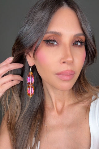 Rose Green 2 Tier Crystal Dangle Earring - Born To Glam