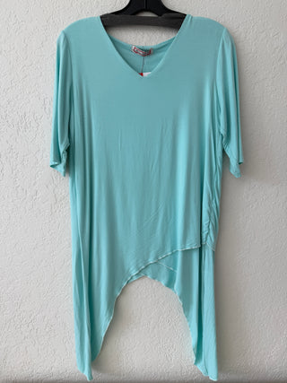 Aqua Solid Asymmetrical Top-Double Point - Born To Glam