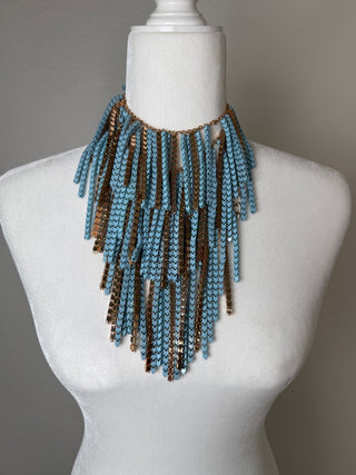 Style the Aqua Cascade Statement Necklace Set exclusively at Born To Glam