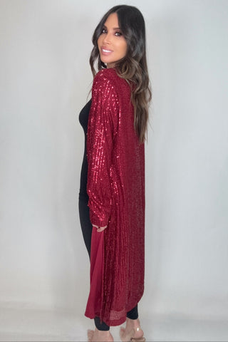 Wine Sequin Duster - Born To Glam