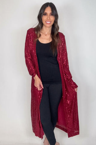 Wine Sequin Duster - Born To Glam