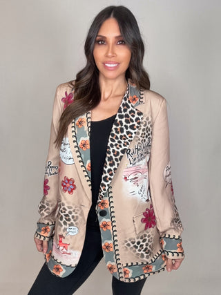 Italian Parisian Chic Print Blazer - Born To Glam