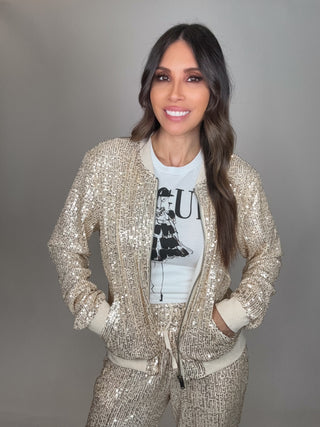 Gold Fashion Sequin Bomber Jacket - Born To Glam