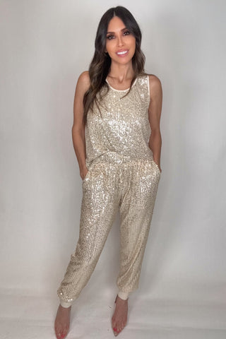Gold Sequin Jogger Pants - Born To Glam