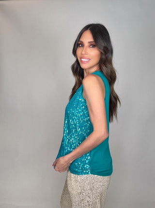 Peacock Blue Sequin Tank Top - Born To Glam