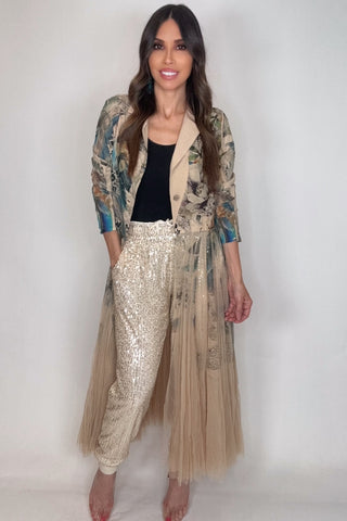 Turquoise Floral Cardigan Blazer - Born To Glam