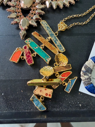 Style the Multicolor Brass Cascade Necklace exclusively at Born To Glam