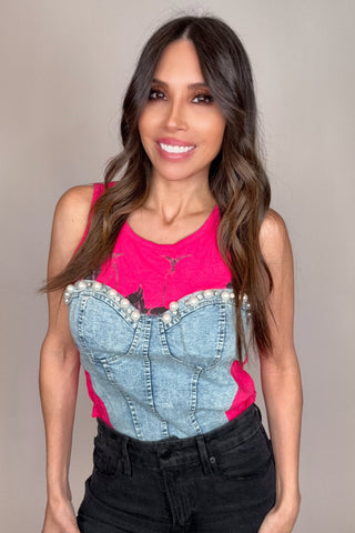 Pink Corset Sleeveless Top - Born To Glam