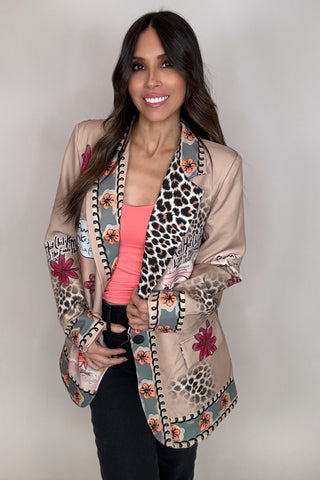Italian Parisian Chic Print Blazer - Born To Glam