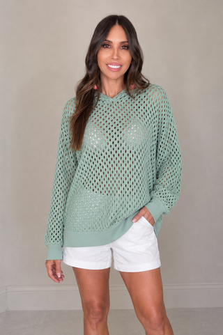 Mint Mesh Shimmer Hoodie