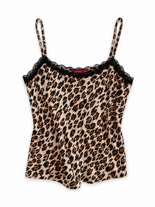 Leopard Print Lace Trim Cami