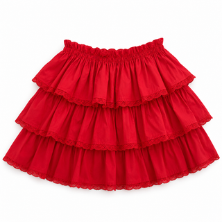 Red Tiered Ruffle Skirt
