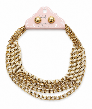 Gold Ivory Chunky Chain Link Statement Necklace